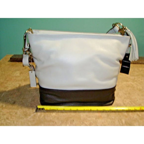 Wilsons Leather Kate & Mallory Leather Shopper Tote Handbag Gray Black NWT RARE - Picture 5 of 9